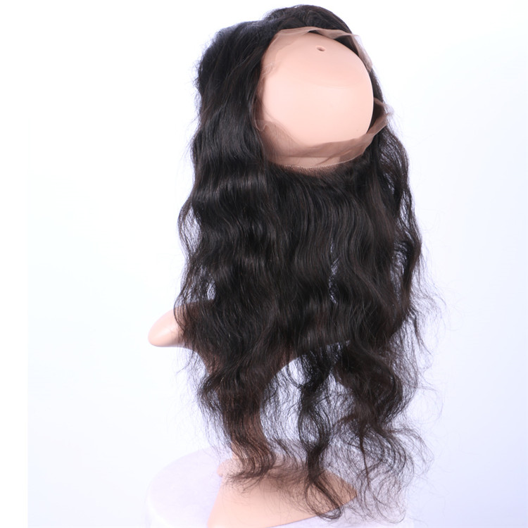 Malaysian unprocessed 100% human pre pluced 360 lace frontal closure QM053